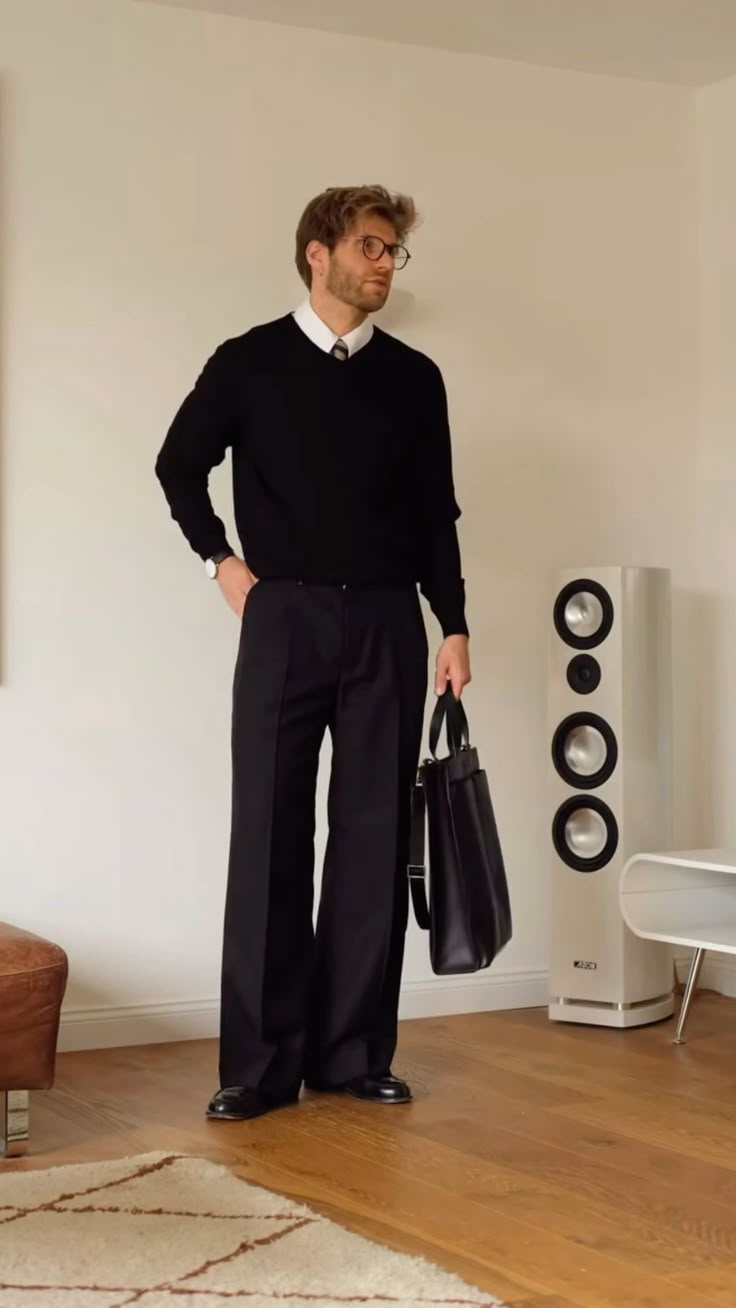 An all black formal outfit