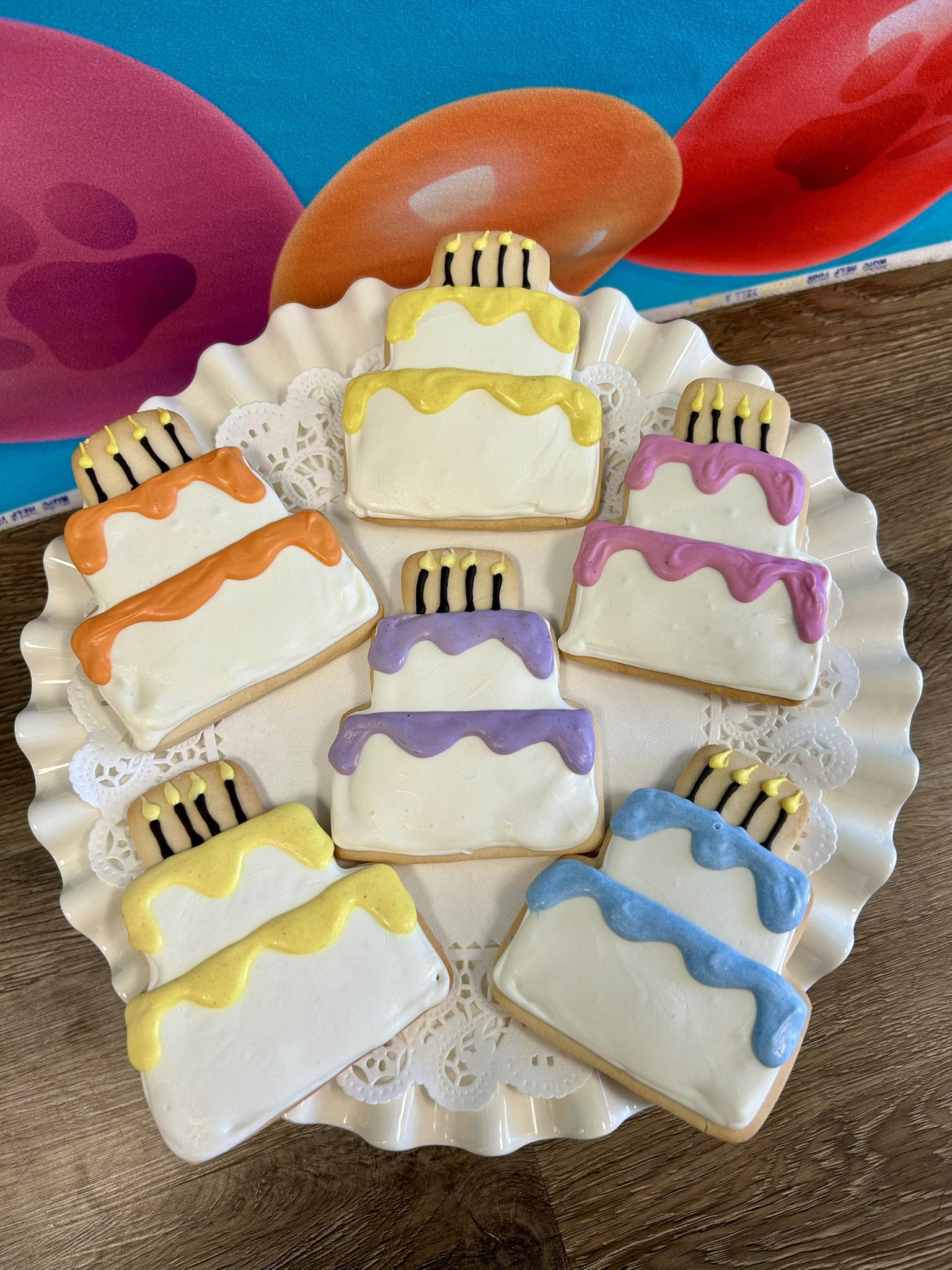 colorful dog cookie cake