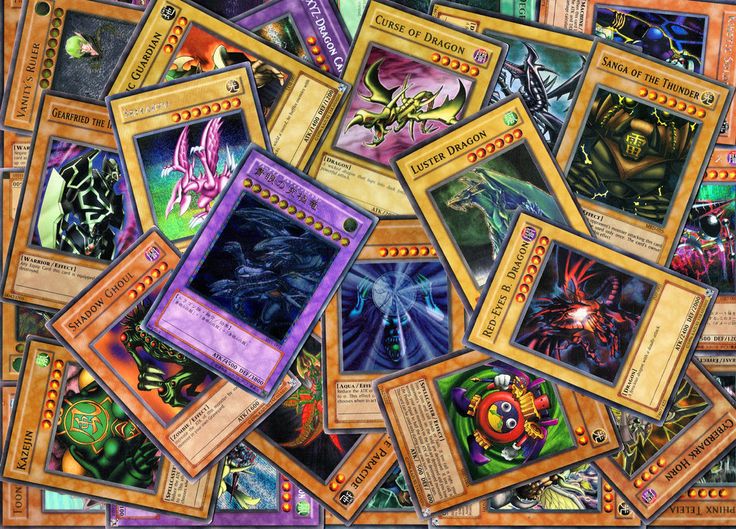 Yu-GI-Oh Monster cards in a pile