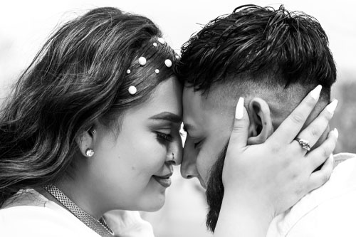 Couple close together