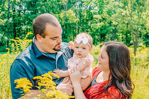 Family in yellow flowers