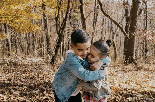 Two brothers hugging