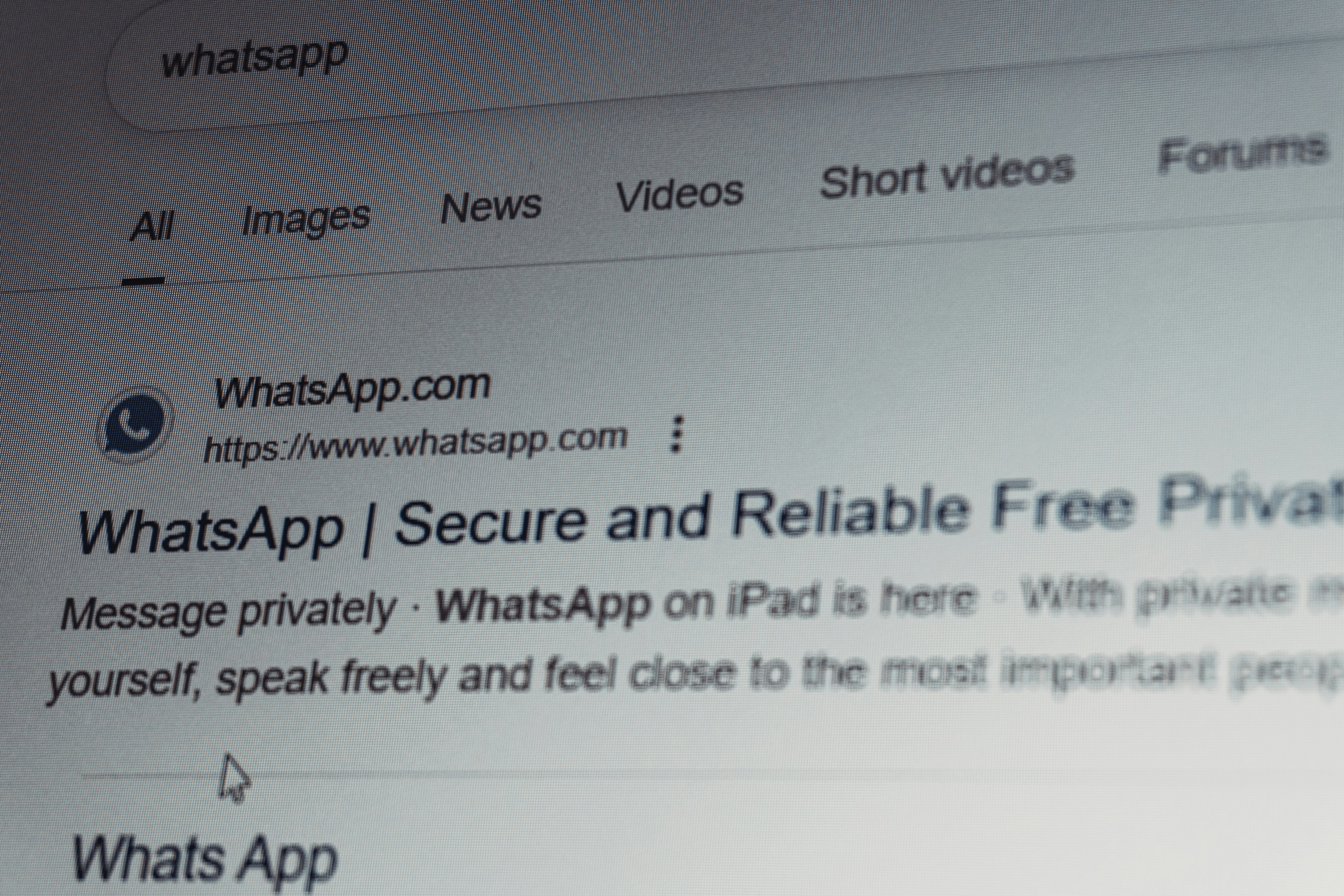 Image showing a Google search for the messaging app WhatsApp